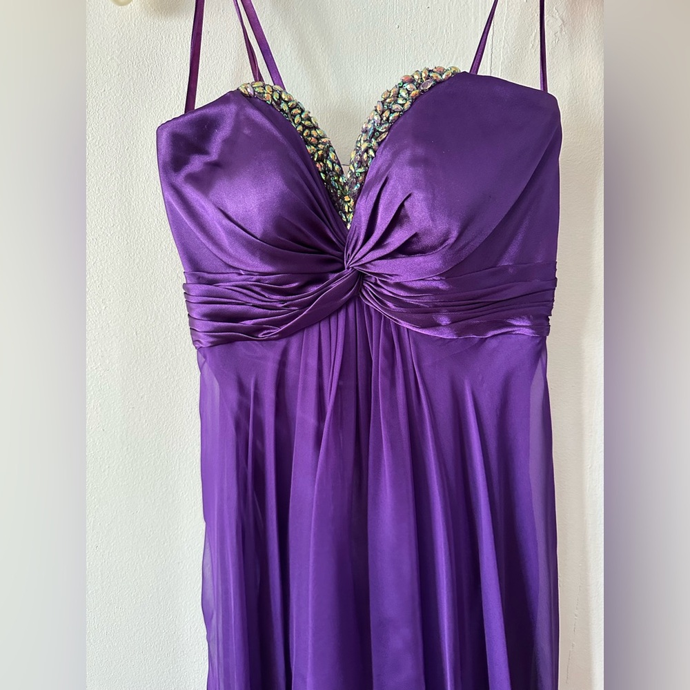 La Femme Purple Strapless Formal Dress